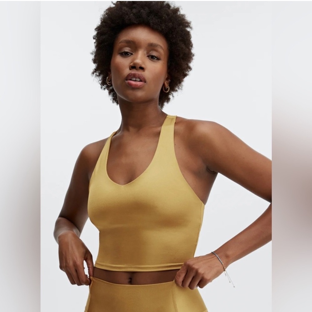 NWT - FABLETICS Gold Racerback Crop Top - size large